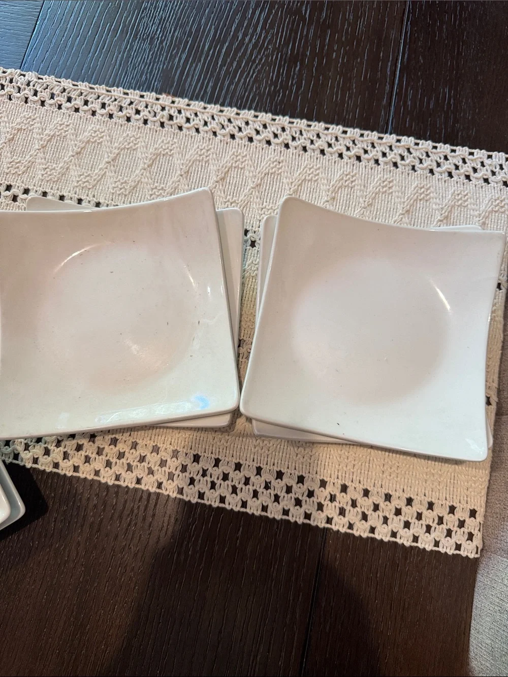 White Square Ceramic Dinner and Salad Plate Set
